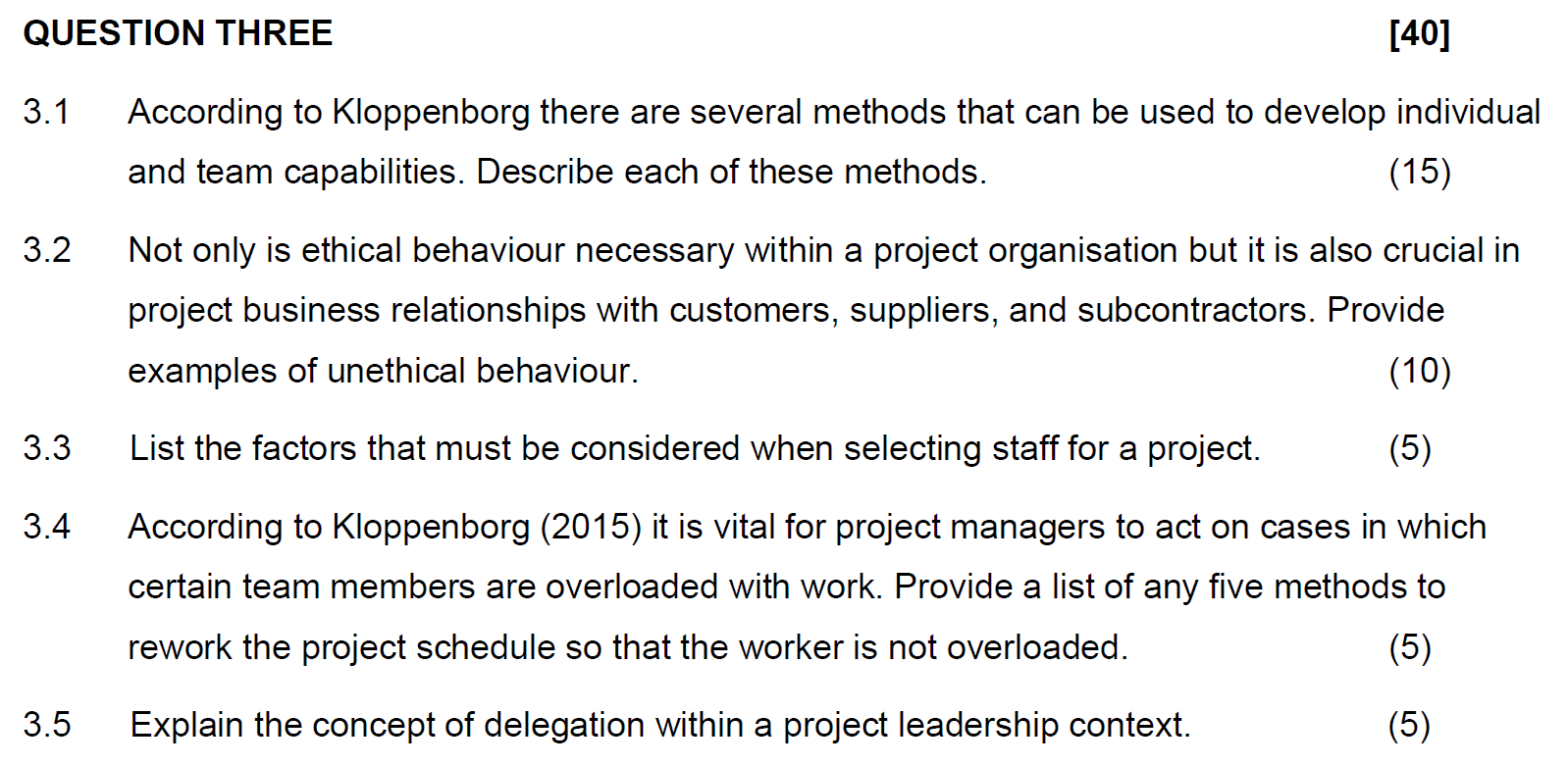 3.1 According to Kloppenborg there are several