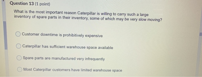 Question 28 (1 point) Distribution Requirements