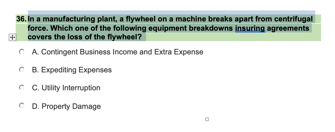 36. In a manufacturing plant, a flywheel on a