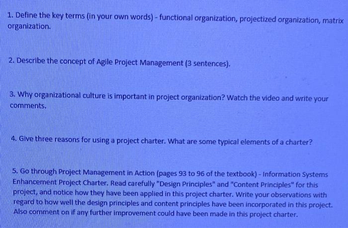 1. Define the key terms (in your own words) -