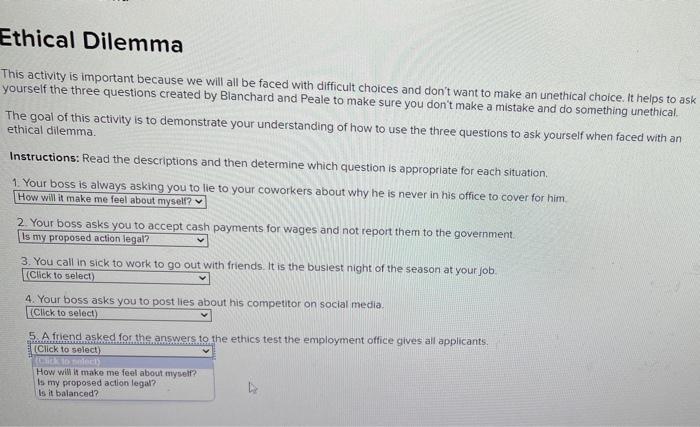 Ethical Dilemma This activity is important