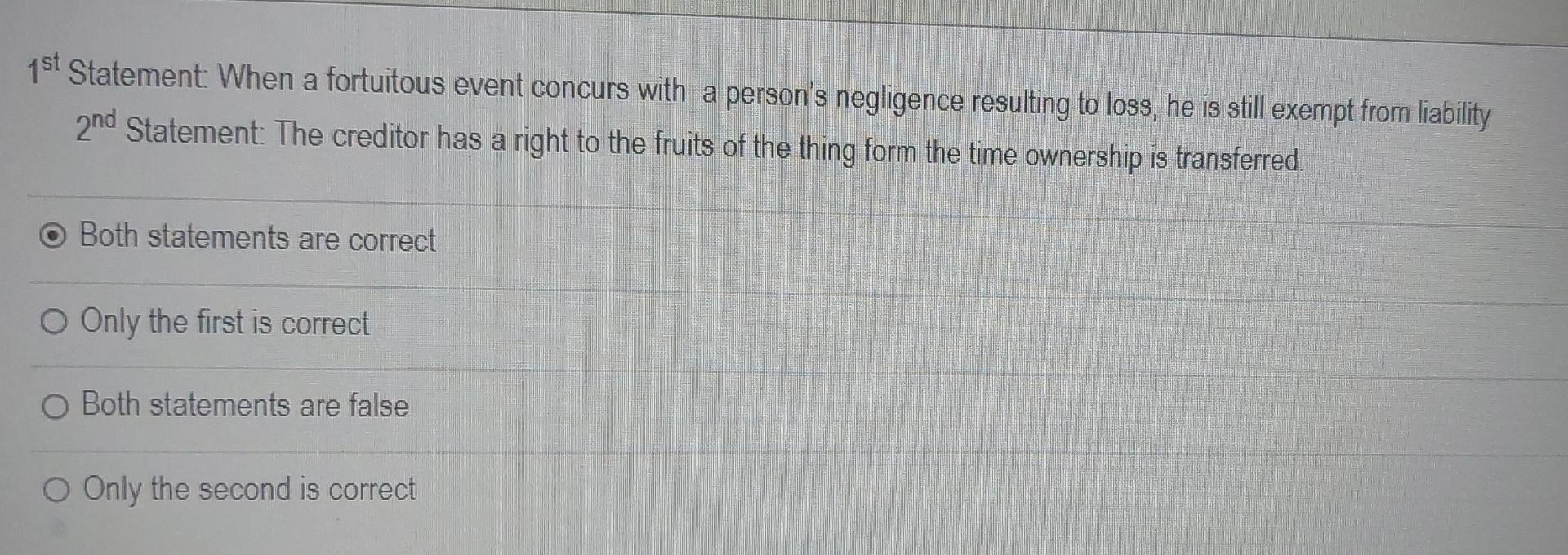 100 1st Statement: When a fortuitous event