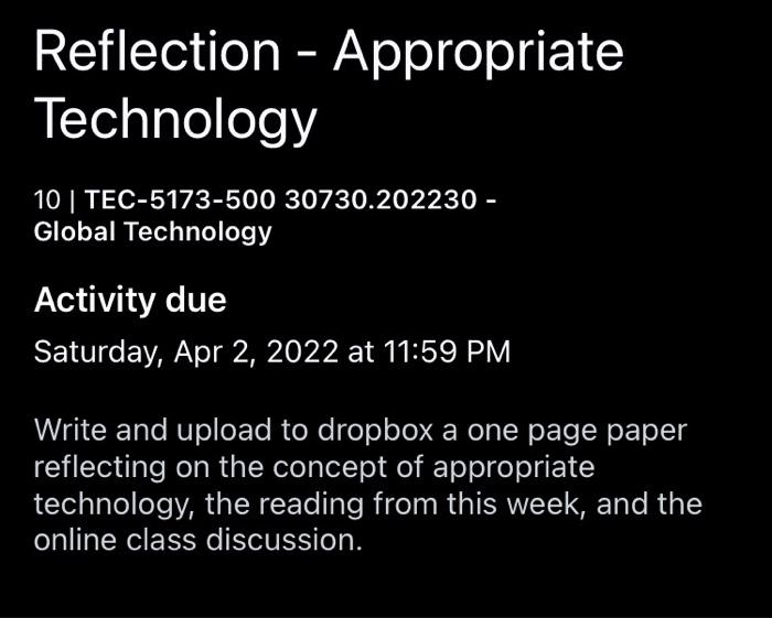 Write and upload to dropbox a one page paper