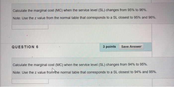 Calculate the marginal cost (MC) when the service