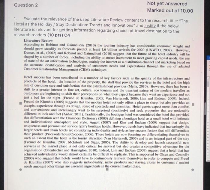 1. Evaluate the relevance of the used Literature