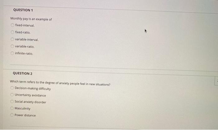 QUESTION 1 Monthly pay is an example of