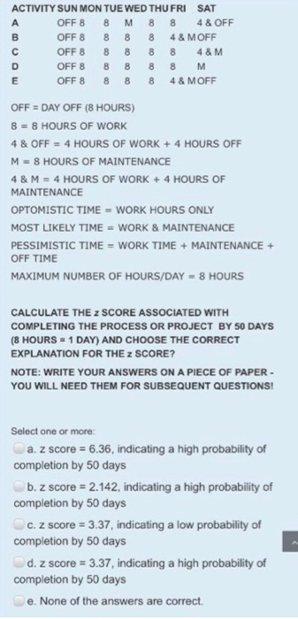 ACTIVITY SUN MON TUE WED THU FRI SAT OFF 8 8 M 8
