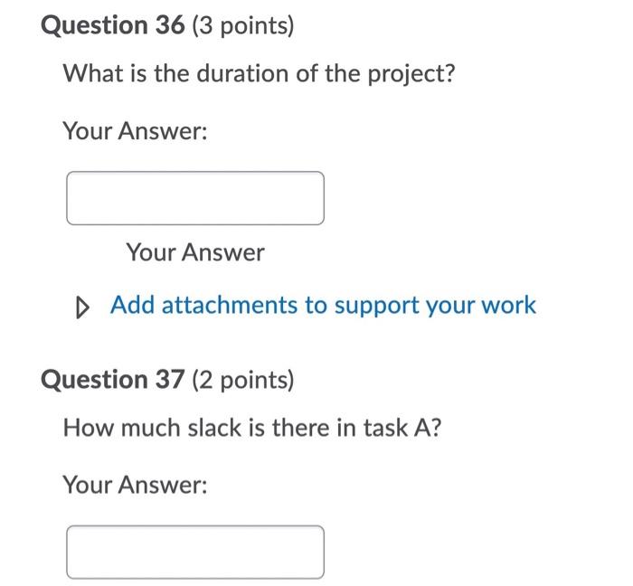 Project Management You are given the following