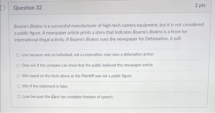 Question 31 2p N Multiple Answer Options: Select