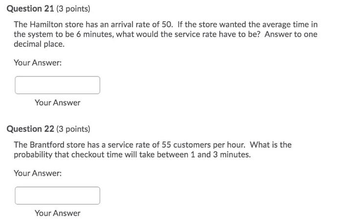 Question 16 (3 points) In the Guelph store,