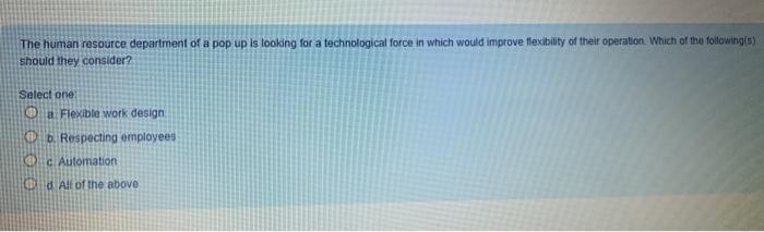 The human resource department of a pop up is