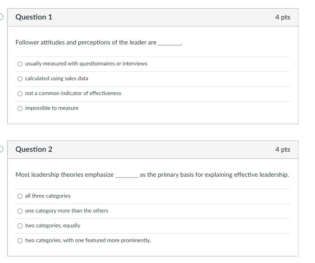 Question 1 Follower attitudes and perceptions of