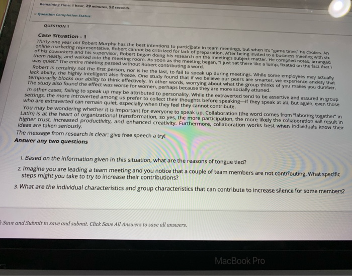 Remaining Time: 1 hour, 29 minutes, 52 seconds