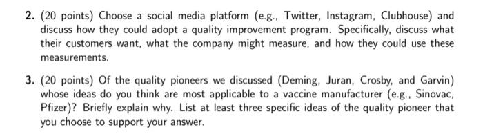 2. (20 points) Choose a social media platform