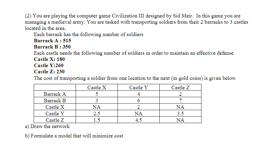 (2) You are playing the computer game