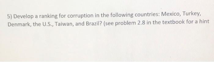 5) Develop a ranking for corruption in the