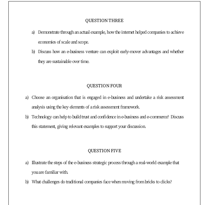 E - Business 1 QUESTION THREE a) Demonstrate