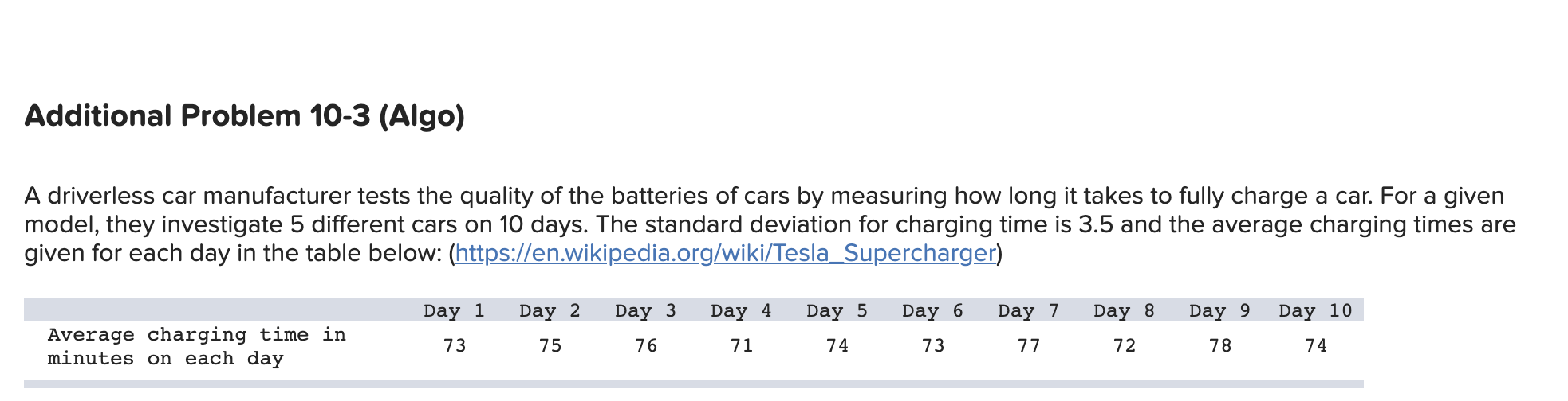 Additional Problem 10-3 (Algo) A driverless car