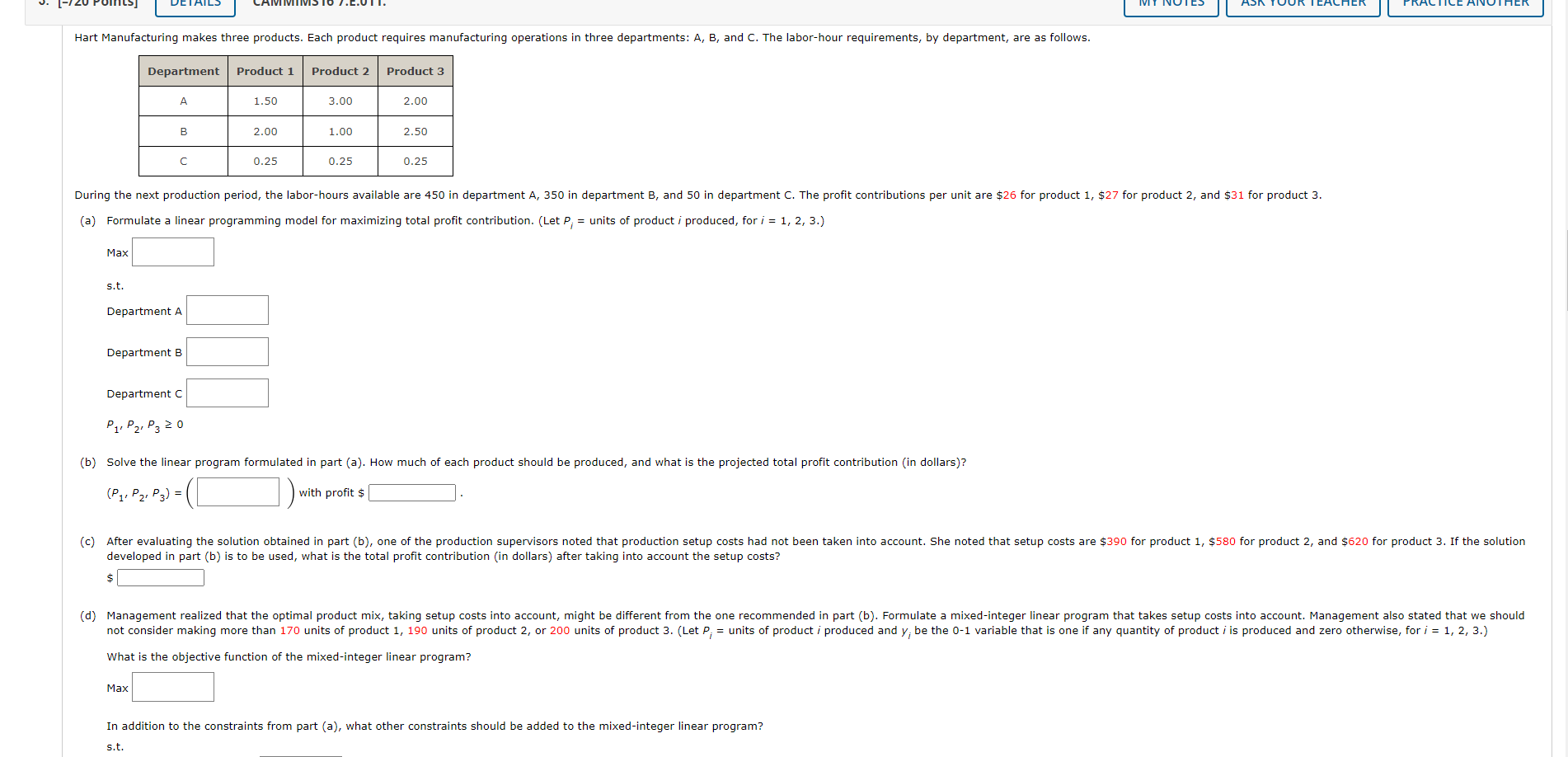 (a) Formulate a linear programming model for