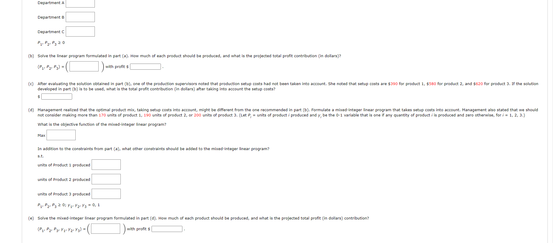 (a) Formulate a linear programming model for