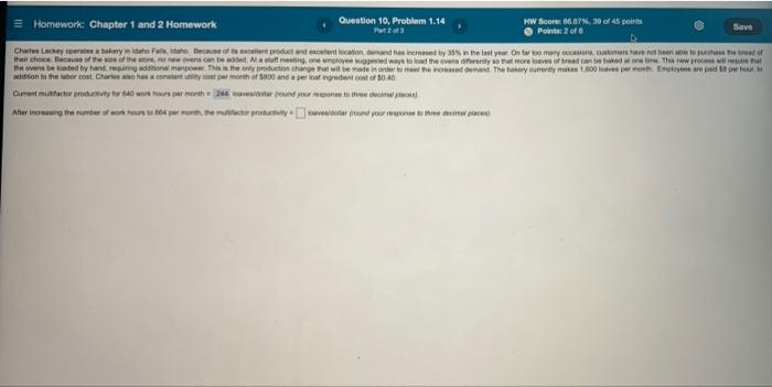 Question 10, Problem 1.14 Homework: Chapter 1 and