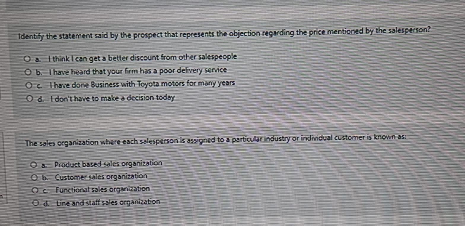 Identify the statement said by the prospect that