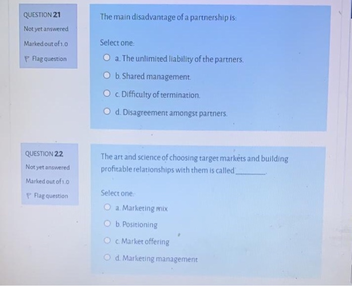 The main disadvantage of a partnershipis: