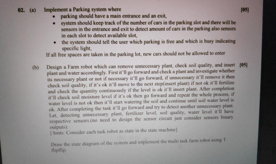 1051 02. (a) Implement a Parking system where