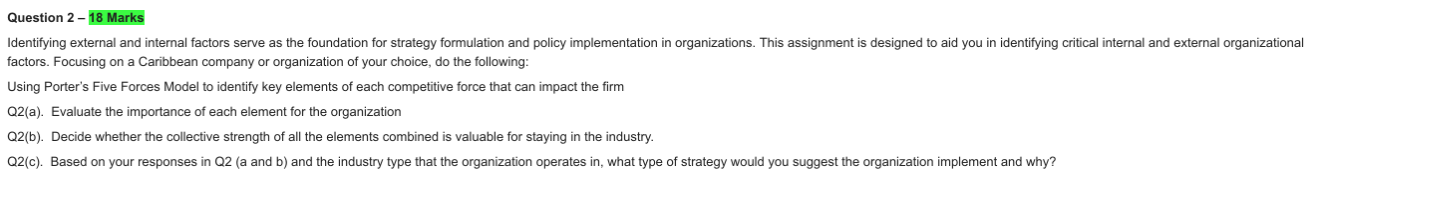 Question 2 - 18 Marks Identifying external and