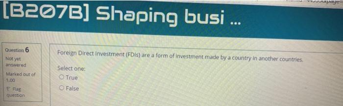 page [B207B] Shaping busi ... Question 6 Foreign