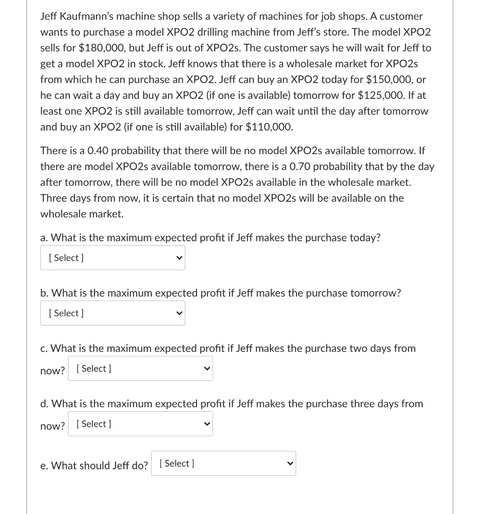 Jeff Kaufmann's machine shop sells a variety of