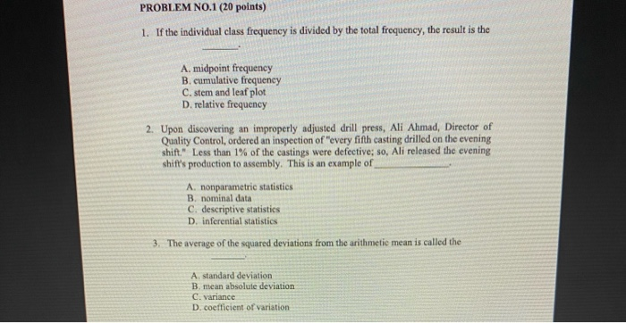 PROBLEM NO.1 (20 points) 1. If the individual