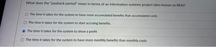 What does the "payback period" mean in terms of