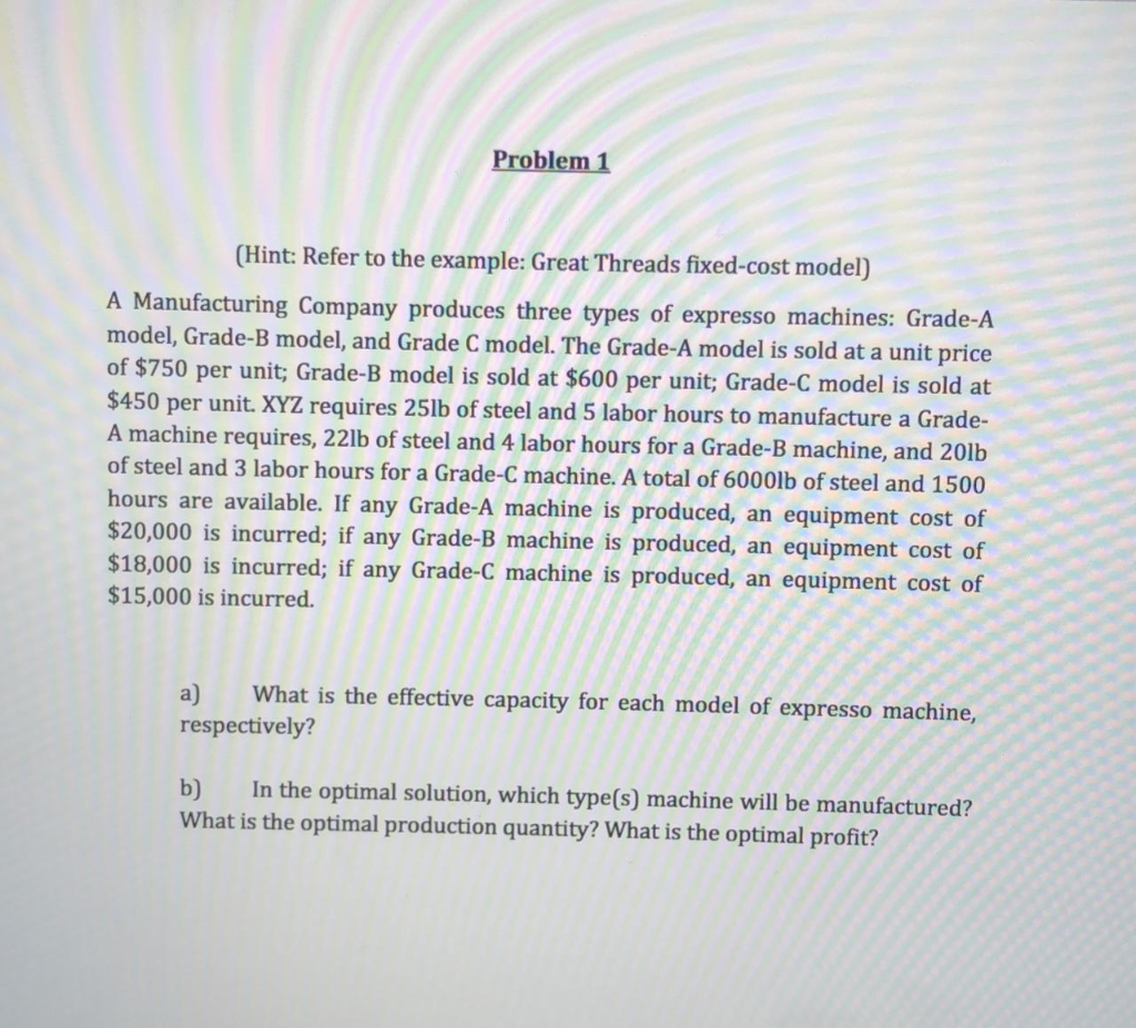 Problem 1 (Hint: Refer to the example: Great