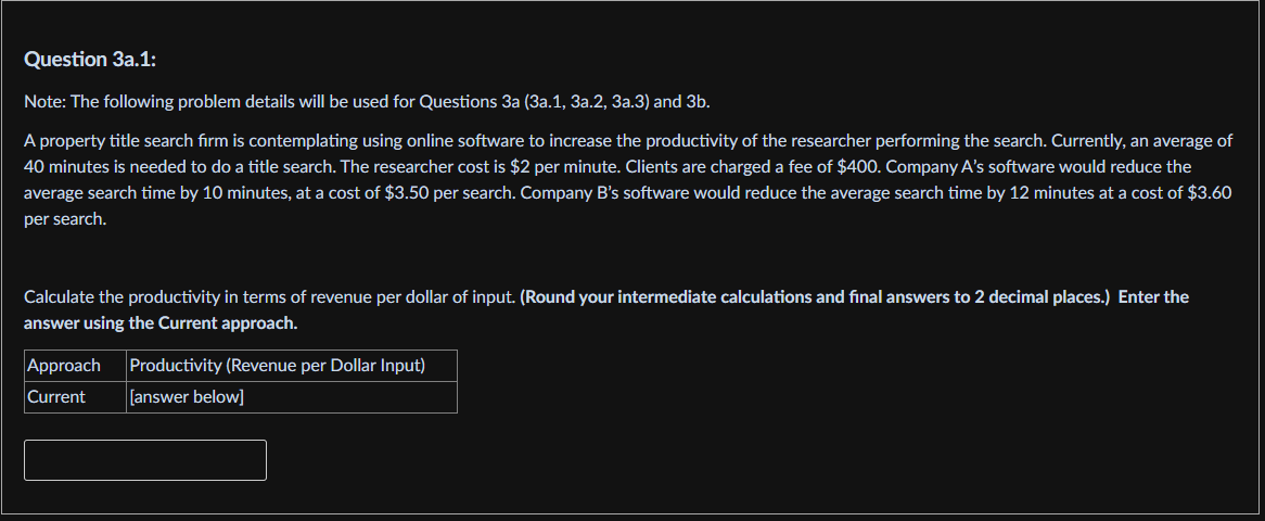 Question 3a.1: Note: The following problem