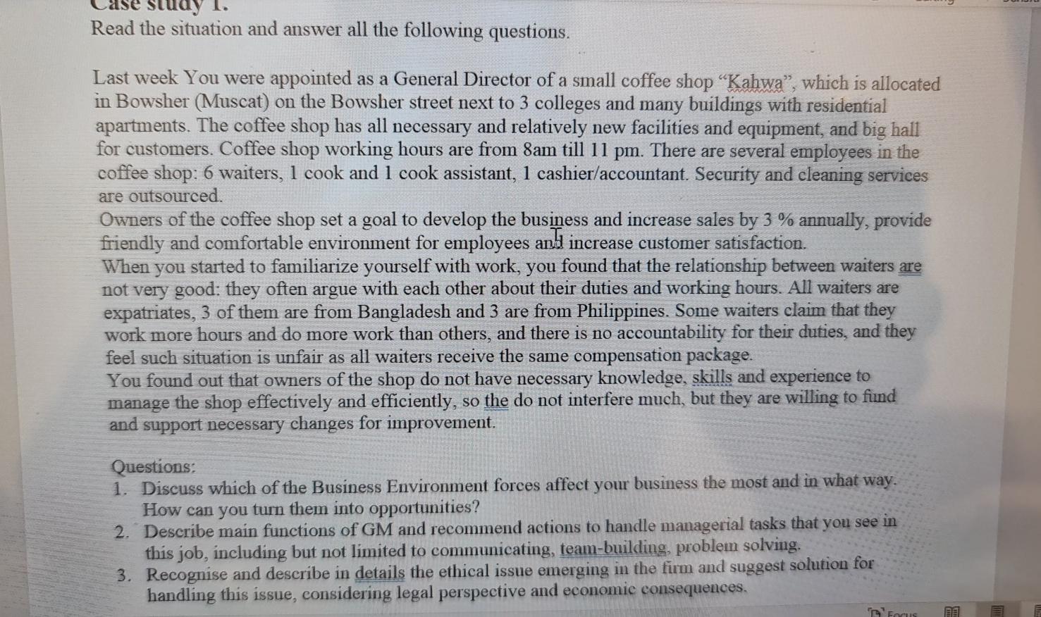 study Read the situation and answer all the