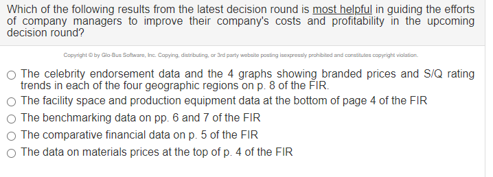 Which of the following results from the latest