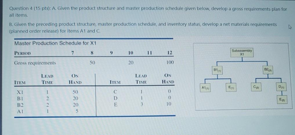 Question 4 (15 pts): A. Given the product