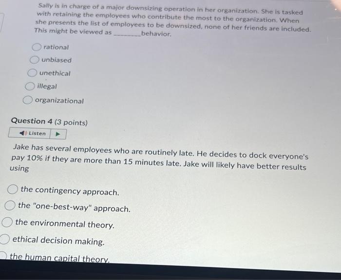 Sally is in charge of a major downsizing