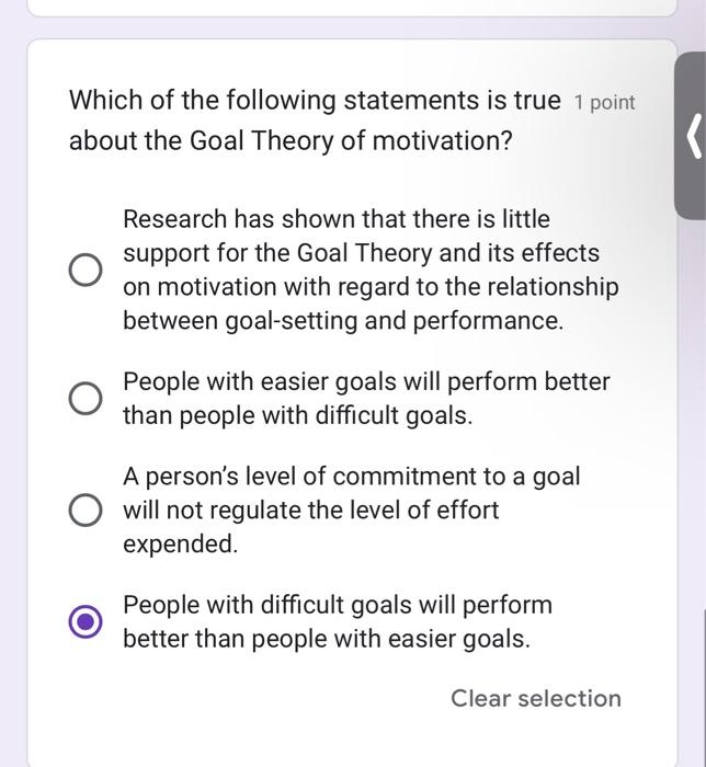 Which of the following statements is true 1 point