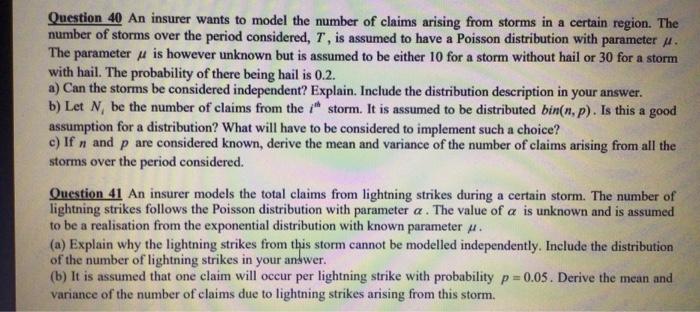 Risk models risk models past paper question