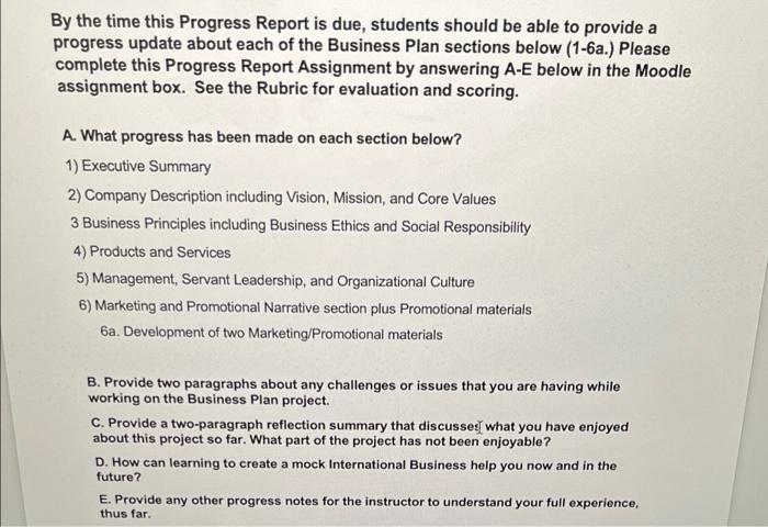 please all By the time this Progress Report is