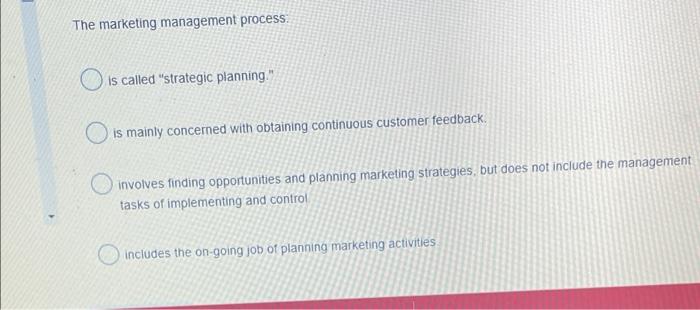 The marketing management process O is called