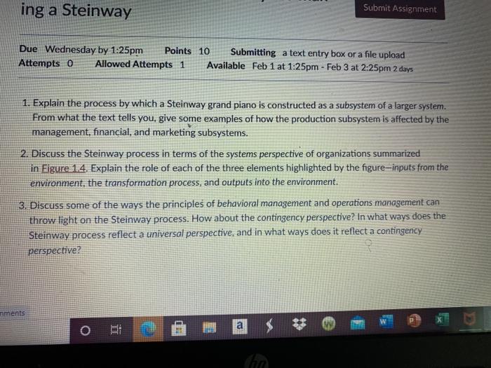 ing a Steinway Submit Assignment Due Wednesday by