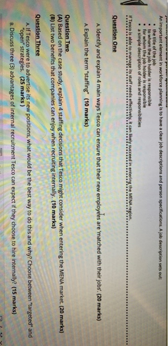 QUESTION 1 Tesco Staffing Planning Tesco is the