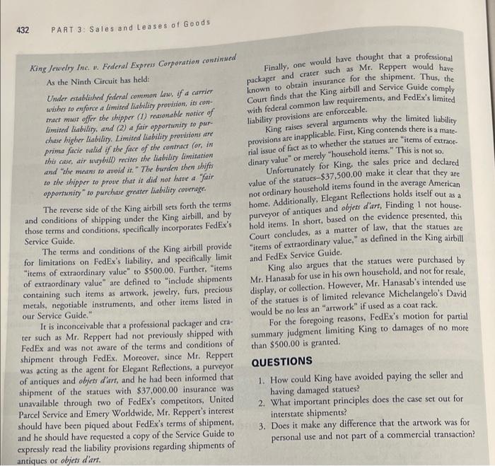 1. How could King have avoided paying the seller