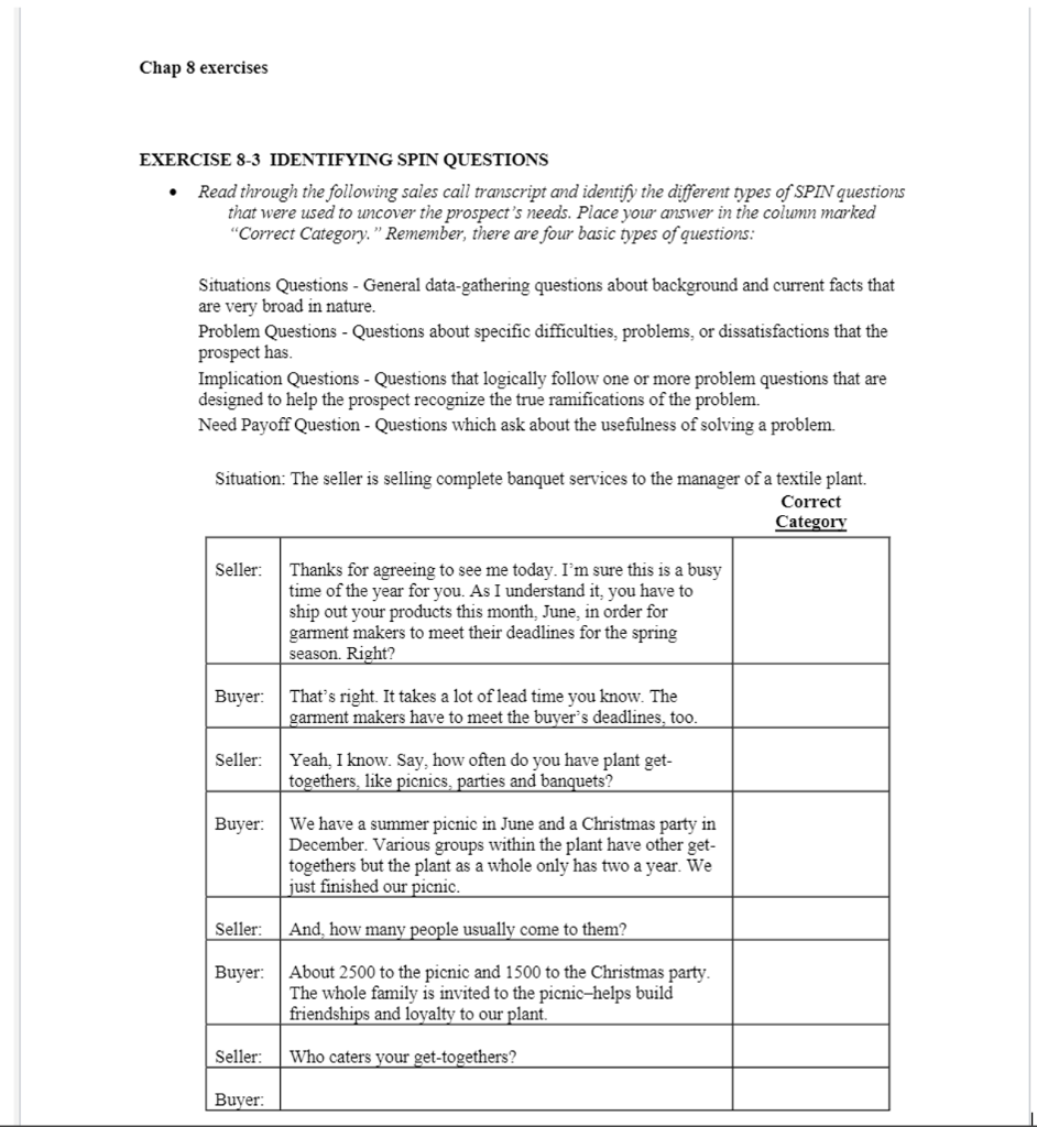 Read through the following sales call transcript