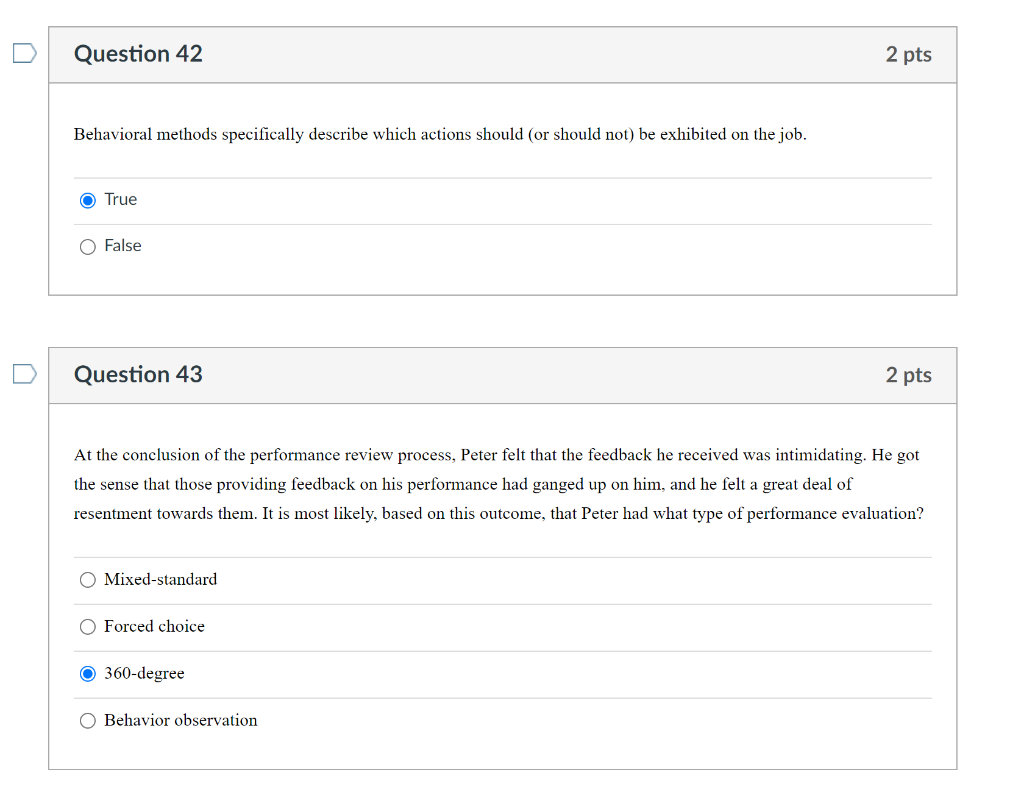 Question 42 2 pts Behavioral methods specifically