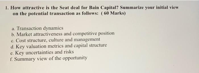 1. How attractive is the Seat deal for Bain