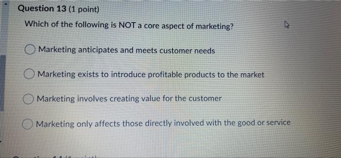 Question 13 (1 point) Which of the following is